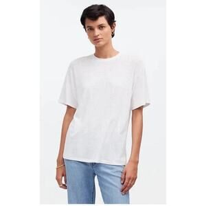 Madewell Linen-Blend Crewneck Oversized Tee White XXS